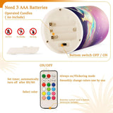 Lights Flameless Candles Rainbow Fairy Unicorn Stars Pillar Candles Set Of 2 Battery Operated Remote Control Warm Lights Home Decor