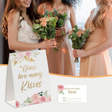 How Many Kisses Bridal Shower Game,(1 Standing Sign + 50 Guessing Cards), Floral Guessing Cards, Love Is Bloom Decorations, How Many Candies Baby Shower Game, Wedding Games For Guests-Gk05