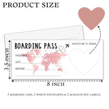 Scratch Surprise Boarding Pass, 2 Set Make Your Own Diy Travel Ticket, Surprise Reveal Card For Holiday, Christmas, Wedding, Birthday, Anniversary, Party Supply(3.5"X8" Pink)-A004