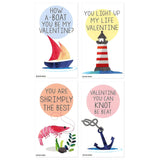 Mini Nautical Boat Anchor Shrimp Lighthouse Valentines (Wallet-Sized Valentines With Tiny Envelopes) Ocean And Sea Cards For Valentine'S Day (Set Of 24)