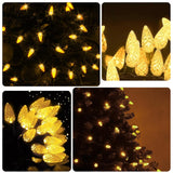 Battery Christmas Lights 2 Pack, C6 50 Led Strawberry Battery Operated String Lights With Auto-Timer 8 Modes, Waterproof