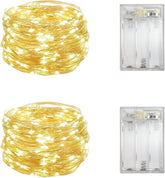 2 Pack Battery Operated Mini LED Fairy Lights 10FT 30 LED Warm White Silver Wire String Lights with Timer for Bedroom Wedding Christmas Party Decor