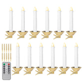 Store 12Pcs White Led Candles Clips And Stakes 6-Inch With Timer Remote Control For Christmas Tree Wreath Table Centerpieces Candle