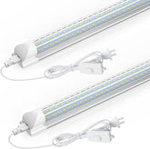 2 Pack 2FT LED Shop Lights 24W 3600LM 6500K D Shape Linkable T8 Integrated Utility Fixtures