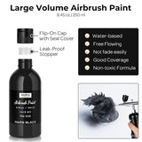 Black Large Airbrush Paint (8.45 Oz, 250 Ml) Ready To Spray Opaque Water-Based Acrylic Air Brush Paints For Model, Wood, Canvas, Metal, Plastic, Leather, For Beginners & Artists