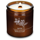 Crackling Wood Wick Candle Handcrafted With Natural Coconut Wax (Large 16 Oz, Santal)