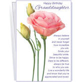 Granddaughter Birthday Card - Large Card Opens To 10" X 7.75" - Made In Usa - Perfect Pink Rose Design - Premium Envelope & Sturdy Mailer 95359