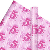Kids 5Th Birthday Wrapping Paper, Mini Roll, Crown & Happy 5Th Dots Design, 17 Inch X 16.4 Feet, Perfect For Girls' Gifts