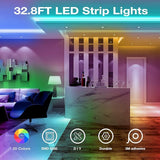 32.8FT LED Strip Lights Kit with Remote and Power Supply – Color Changing Flexible LED Tape