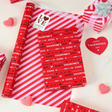 Valentines Wrapping Paper Roll - 1 Roll 17”X 33Ft Red Happy Valentines Day Gift Wrap Supply Love Heart Xoxo Design For Girls Women Valentine Date Favor