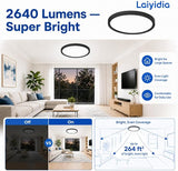 6 Pack 12 Inch Ultra Thin LED Flush Mount Ceiling Lights 24W 2640LM Black