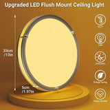 13 Inch Brushed Nickel LED Ceiling Light 24W Dimmable Flush Mount Fixture