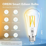 ST19 ST58 Smart Edison Bulbs 6 Pack Matter Compatible RGB Filament LED E26 Alexa Google Home Smart Bulb