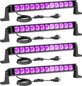 4 Pack 42W LED Black Light Bars UV Glow Party Lighting with Plug & Switch for Indoor Use