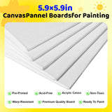 10 Set Mini Acrylic Paint Kit, 5.9In Canvas Boards For Painting With 6.5" Easel, Acrylic Paint Strips, Painting Brushes, Mini Canvas And Easel Set For Kids Artists Beginner Gift Party (160)