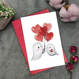Cute Ghost Love Card For Him Her, Spooky Anniversary Card For Boyfriend Girlfriend, Ghost Valentine’S Day Gift, Halloween Birthday Gift