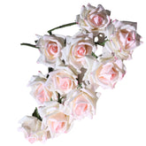 10Pcs Pink Roses -Realistic Wedding Flowers- Perfect Home Decor Bouquet For Party Home Office Christmas Decor -Light Pink Roses ?Pink Trimmed Roses?