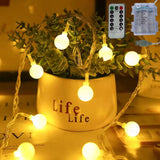 Battery Operated & Usb Powered 2 In 1 Globe String Lights With Remote, 19.7 Ft 40 Led Waterproof Timer 8 Modes Fairy Str