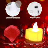 6000 Pcs Artificial Rose Petals With 72 Pcs Flameless Led Tea Lights Candles Decoration For Special And Romantic Night, Wedding Anniversary, Event, Party Decoration