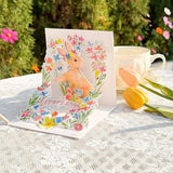 3D Pop-Up Greeting Card, Multi-Layer Paper Cuttings Greeting Card Open Pop-Up Scene Design,Cute Patterns Express The Festive Atmosphere - With Envelope And Blank Label (Easter Bunny)