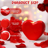 Valentine'S Day Heart Candle Roses Scented Ceramic Love Heart Shape Candle Romantic Soy Wax Decor Holder Aromatherapy Candles For Valentines Day Anniversary Birthday Decor Gift (Red)