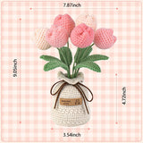 Hand-Crocheted Tulip Potted Plant With Premium Gift Box, Unique Hand-Crafted Gift For Home And Office Desk Decor, Perfect For Teachers, Moms, Friends, And You(Pink)
