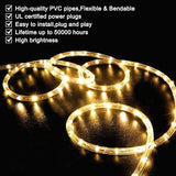 100FT Warm White LED Rope Lights Waterproof Cuttable Connectable Flexible Clear Tube Lights for Patio Garden