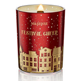 Festival Cheer Christmas Candles, Large Soy Candles For Home Scented, 18Oz 100 Hours Natural Clean Slow Burn, Crackling Wooden Wick Aromatherapy Gifts For Women Men, Warm Cozy Winter Decor