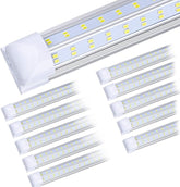10 Pack 8FT LED Shop Light Fixtures 120W 19000LM 6000K V Shape Linkable Garage Lights