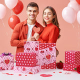 Valentines Wrapping Paper Roll - 1 Roll 17’’ X 33Ft Valentines Day Wrapping Paper Pink Red Heart Gift Packing Decorations For Men Women With Cutting Line Bridal Shower Wedding Supplies