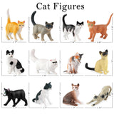 12Pcs Realistic Cat Figurines, Plastic Mini Cat Figures Toys, Kitten Miniature Toys Cake Topper Easter Eggs Christmas Birthday Gift For Kids Boys Girls