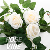 8 Pcs 54 Ft White Flower Garland Artificial Rose Vine Fake Flower Garland Fake Silk Rose Hanging Vine For Wedding Party Background Table Centerpieces Arch Garden Background Outdoor Wall Decor