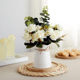 White Ceramic Vase - Centerpieces For Tables - Farmhouse Bathroom Decor - Country Flower Arrangement - 6.3" D X 6.2" W X 12" H, White