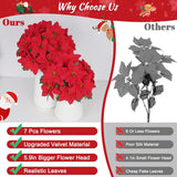 Christmas Decorations - 6 Pack Poinsettias Artificial Christmas Flowers, Fake Red Velvet Artificial Poinsettias Flowers For Christmas Tree Home Party Porch Yard Indoor Outdoor Decor