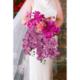 Purple Orchid Artificial Flowers 34" 3Pcs Artificial Orchids Faux Orchid Stems Latex Fake Orchids For Bridal Shower Home Party Wedding Decoration (Purple)