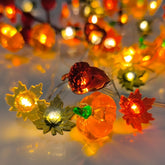 Thanksgiving Decor Lights 16.7Ft 50 Led 3D Pumpkin Acorn Maple Leaf Fairy String Light Fall Lights Battery Powered For H