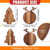 2 Pcs Christmas Charcuterie Boards Christmas Tree Wooden Cutting Board With Handle Antler Acacia Wood Cute Cutting Board For Cheese Fruit Bread Salad Vegetables Snack Dessert