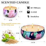 Scented Candle Set (5 Pieces - 1 Large 4 Small), Soy Wax Scented Candle, Portable Tin Candle With Lid, Christmas Thanksgiving Candle Gift Basket For Friends And Colleagues