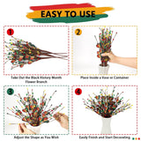 4Pcs Black History Month Decorations Table Centerpieces, 17.7In Black History Artificial Berry Stem Picks, African Bhm Decorations Decor Home Office Party Supplies
