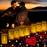 Special Night Romantic Decorations, Valentine'S Day Decorations - I Love You Light Up Letters Luminary Bags With Bright Flameless Tea Candles And Fake Rose Petals, Happy Anniversary