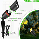 Matte Black Aluminum Outdoor Spot Lights With 4 Light Bulbs, 5W 2700K Warmlight 12V Low Voltage Landscape Lighting Fixture, Ip65 Waterproof Led Uplights For Garden Courtyard Pathway, 4 Pack