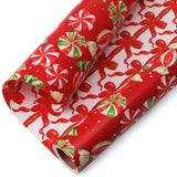 Christmas Wrapping Paper Mini Roll Reversible Red Christmas Candy And Bow Gift Wrapping Paper Rolls Holiday Presents Decoration-17 Inch X 33 Feet