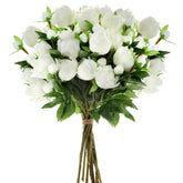 16 Pcs Artificial Peonies Flowers With Stems 18.9 Inch Single White Artificial Flowers Fake Chinese Herbaceous Peonies For Home Decor Bridal Shower Wedding Floral Arrangement