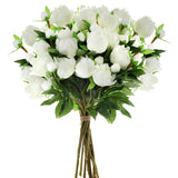 16 Pcs Artificial Peonies Flowers With Stems 18.9 Inch Single White Artificial Flowers Fake Chinese Herbaceous Peonies For Home Decor Bridal Shower Wedding Floral Arrangement