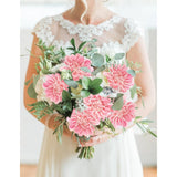 10Pcs Pink Dahlia Artificial Flowers 13Inch Fake Dahlia Flowers Pu Chrysanthemums Flower Faux Mums Flower With Stem For Home Wedding Office Table Centerpiece Floral Arrangement Decor(Pink)
