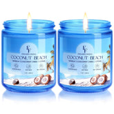 Coconut Beach Scented Candle, Natural Soy Wax Jar Candle For Home Scented, 100-Hour Burn Time Gifts For Women Men, 7 Oz (2 Pack)