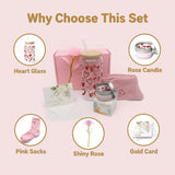 Valentines Day Gifts For Her 6 Pcs Romantic Set With 16 Oz Glass Warm Socks Scented Candles Fake Rose Love Card And Envelopes Flowers Gift For Girlfriend Wife Or Wom Valentines Day Gifts