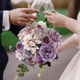 Purple Artificial Flowers Combo Cake Flowers Decorations Fake Peony Silk Roses Gift Box For Diy Wedding Bridal Bouquet Centerpieces Arrangements Party Baby Shower Holiday Decor (Purple)