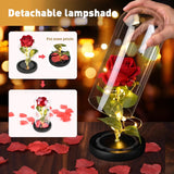 Artificial Flower Rose, Rose Flower Lamp In Glass Dome With Led Light Light Up Eternal Rose Flowers Gift For Women Mom Wife Lover Daughter Wedding, Birthday Anniversary (Black)