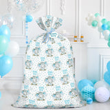 56" Large Baby Boy Plastic Gift Bag - Adorable Blue Elephant Jumbo Bike Bag Gift Wrap For Baby Shower, Kids Birthdays, Parties, Celebrating, Or Any Occasion - 56" H X 36" W